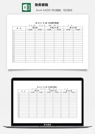 账务表格excel模板