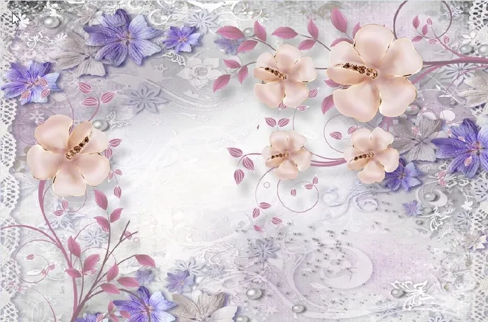 雕塑钻石花卉背景墙
