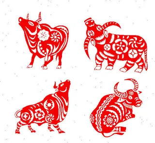 剪纸牛年素材