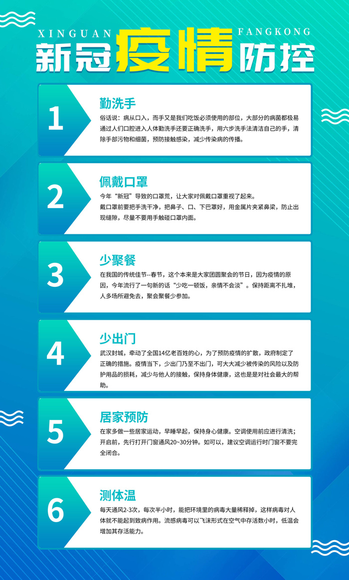 绿色清爽新冠肺炎预防海报