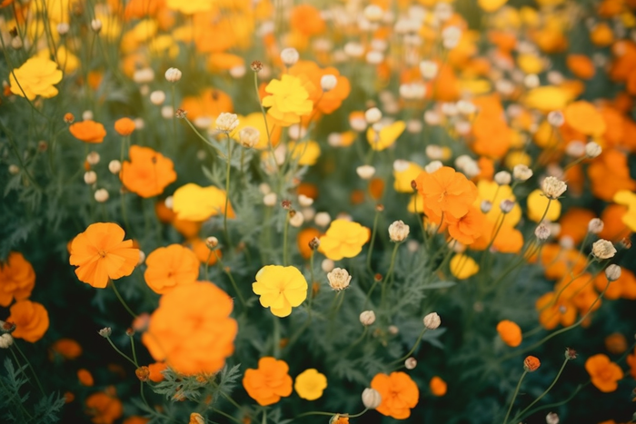 黄色橙色的花朵花海摄影图