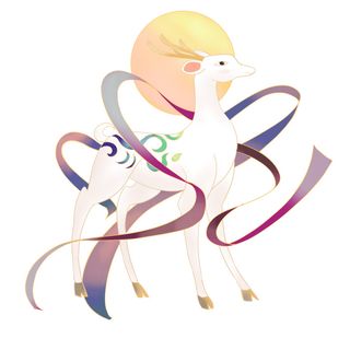 手绘国潮中国风敦煌神话九色鹿仙鹿麋鹿白鹿插画装饰PSD设计素材