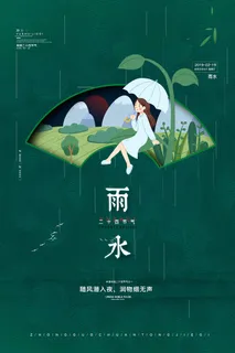 二十四节气雨水雨水雨水海报