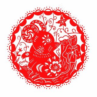 老鼠剪纸 剪纸风元素