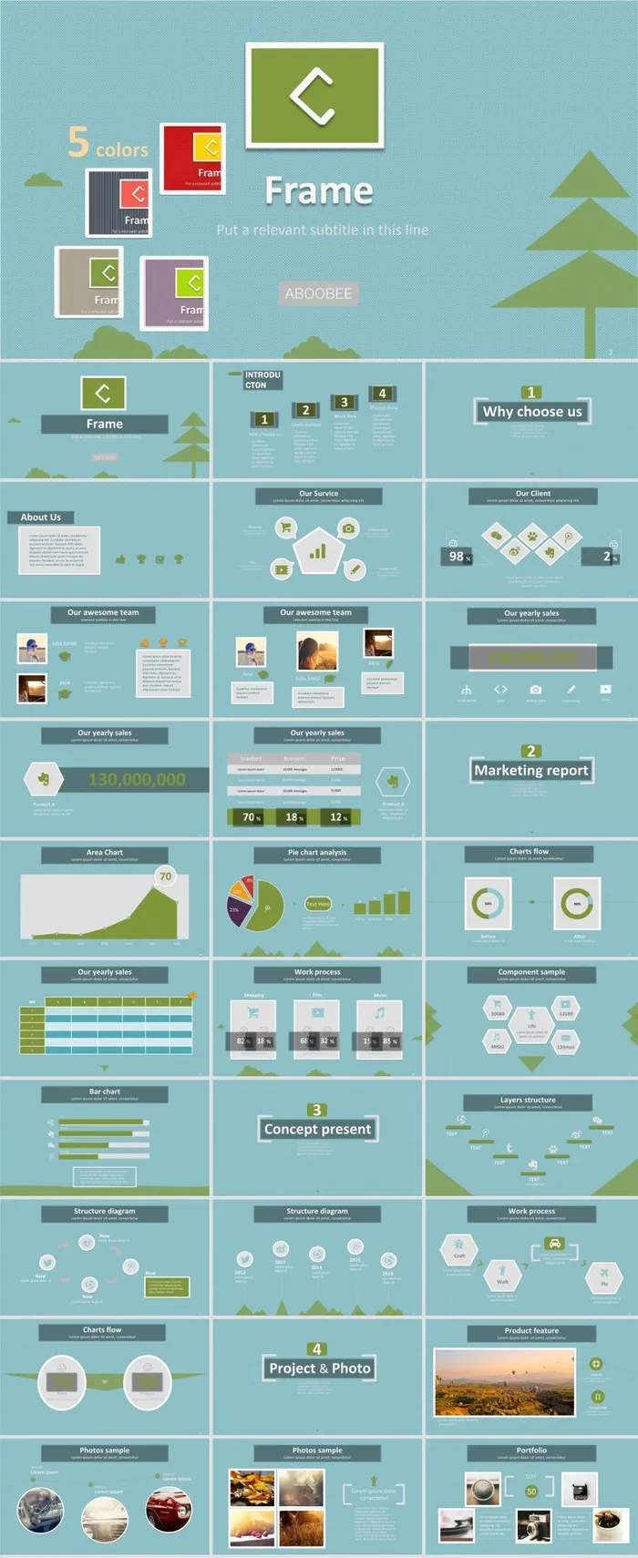青色底纹及配色方案卡通小清新通用商务总结汇报ppt模板