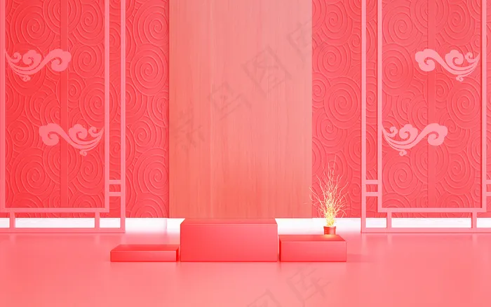 C4D电商场景模型渲染背景