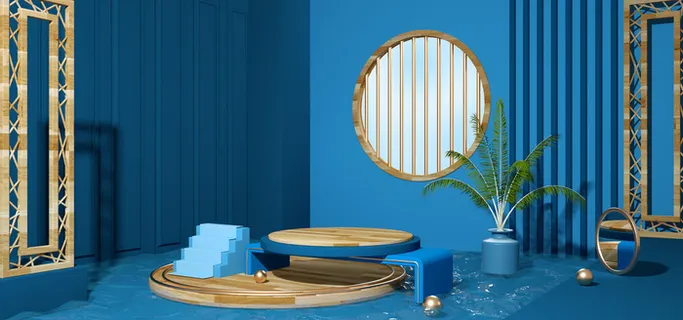 中国风国潮电商促销首页海报C4D背景图3D场景立体设计PSD素材模板