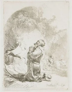 伦勃朗素描摩拜风景画装饰画 伦勃朗素描摩拜风景画装饰画