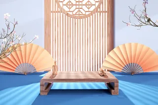 中国风古典喜庆C4D背景图3D国潮场景促销活动海报PSD设计素材模板