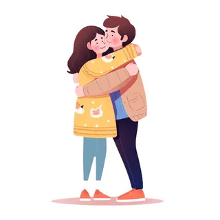 520情人节情侣拥抱花人物免抠