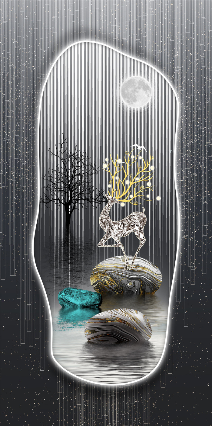 抽象麋鹿玄关装饰画