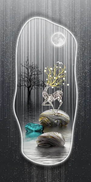 抽象麋鹿玄关装饰画