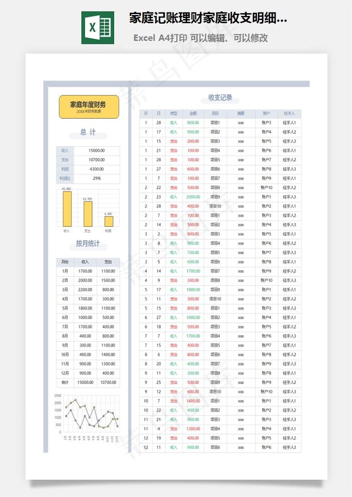 家庭记账理财家庭收支明细表