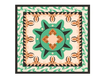 复古中式国潮风敦煌花纹装饰图案花卉藻井肌理圆形边框素材