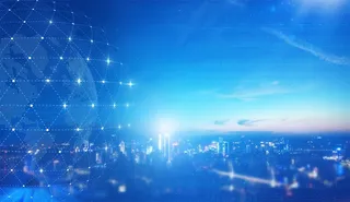 大气宽屏封面背景蓝色星球离子线条科技信息城市（非企业商用）