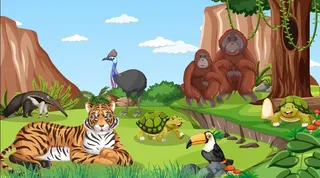 卡通可爱林木动物园