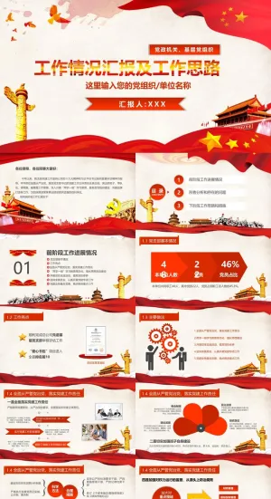 经典红色党建工作汇报PPT模板预览图