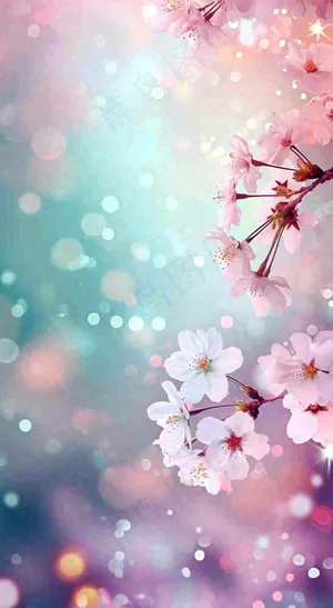 绚丽白色樱花花朵，春分惊蛰立春摄影图