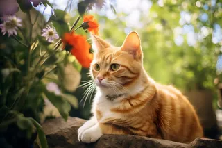 小猫鲜花花园背景