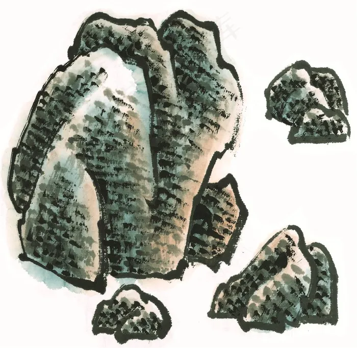 水墨山石国画欣赏美图素材