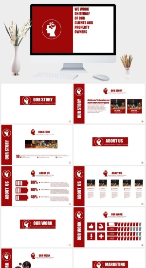 简约创意红色公司简介PPT模板预览图