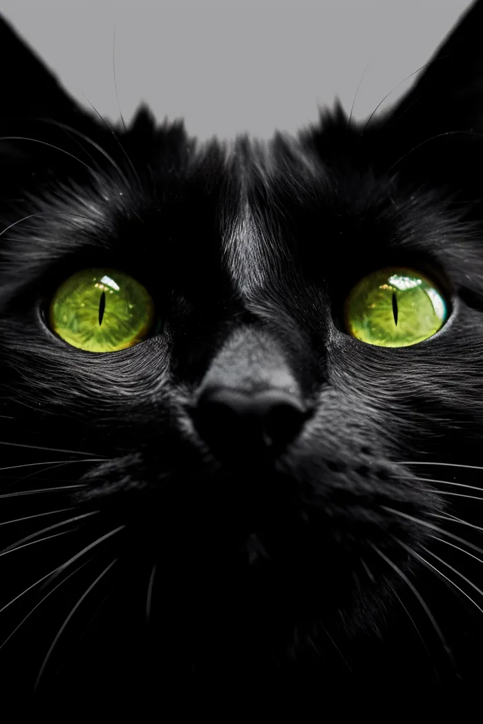 黑猫绿色瞳孔脸部特写摄影图(2688x4032)