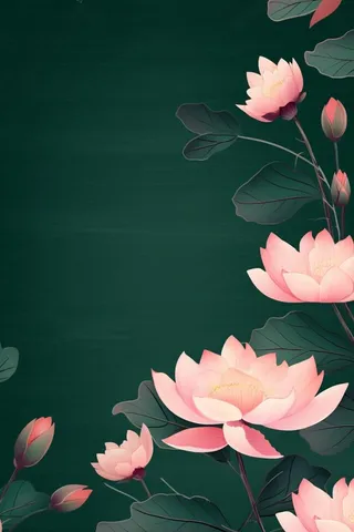 绿色高雅简约荷花国风背景
