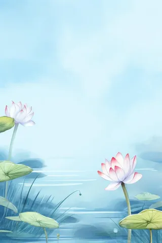 中国风清新荷花简约背景