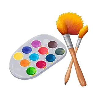 绘画调色盘画笔元素素材