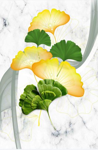 北欧银杏叶装饰画