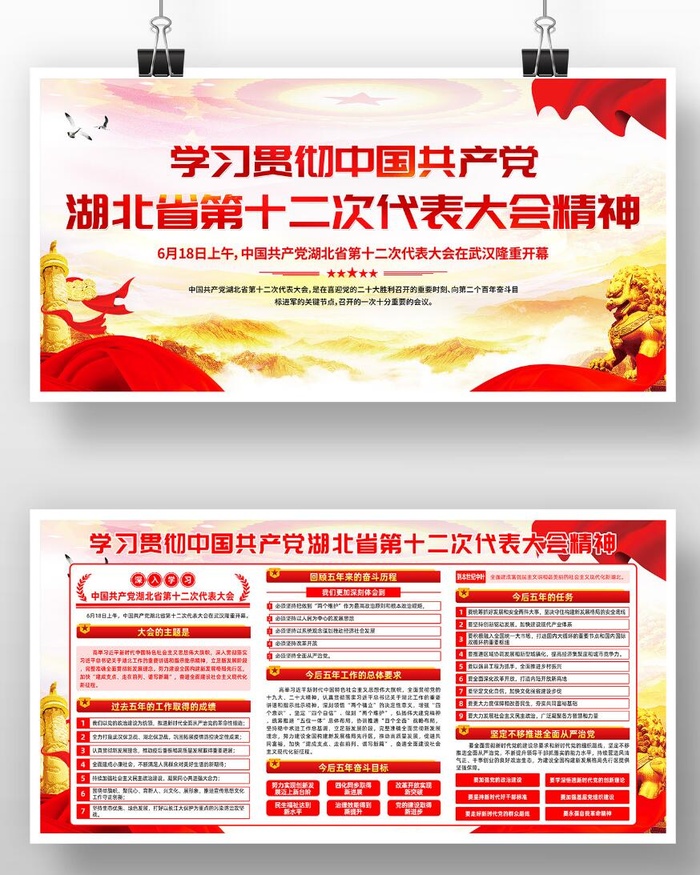 学习贯彻湖北省第十二次代表大会精神展板