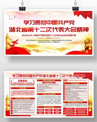 学习贯彻湖北省第十二次代表大会精神展板