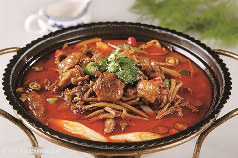 中华美食干锅茶树菇柴鸡摄影图 中华美食干锅茶树菇柴鸡摄影图