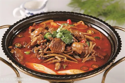 中华美食干锅茶树菇柴鸡摄影图 中华美食干锅茶树菇柴鸡摄影图