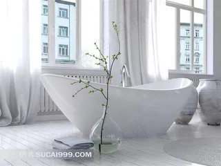 浴室里的浴缸陈设布置摄影图片