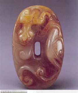 传统工艺-褐色的豹子花纹玉器