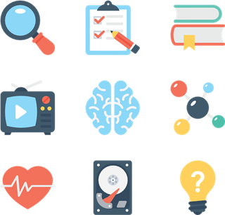 放大镜记事本图标卡通科技kv主视觉素材