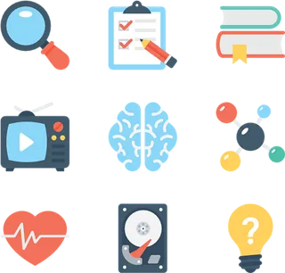 放大镜记事本图标卡通科技kv主视觉素材