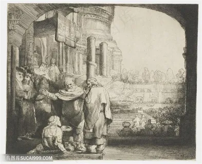 伦勃朗素描人物建筑装饰画 伦勃朗素描人物建筑装饰画
