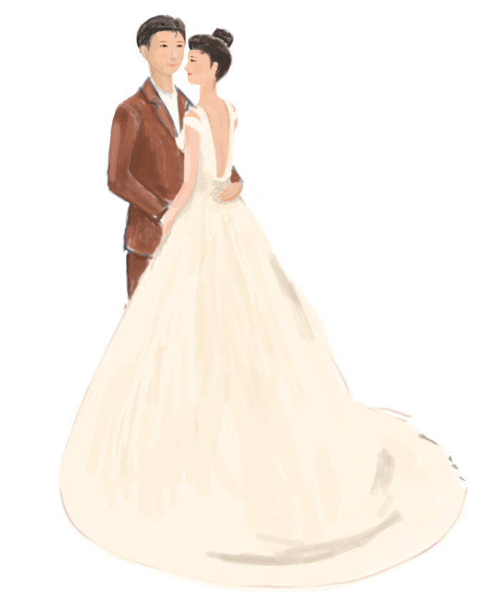 婚纱卡通人物婚礼白纱结婚婚纱摄影手绘