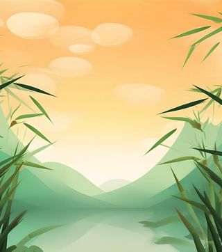 古风国风山水竹叶水墨画风景背景