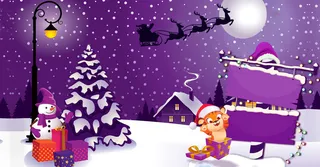 卡通白雪圣诞节紫色美丽背景