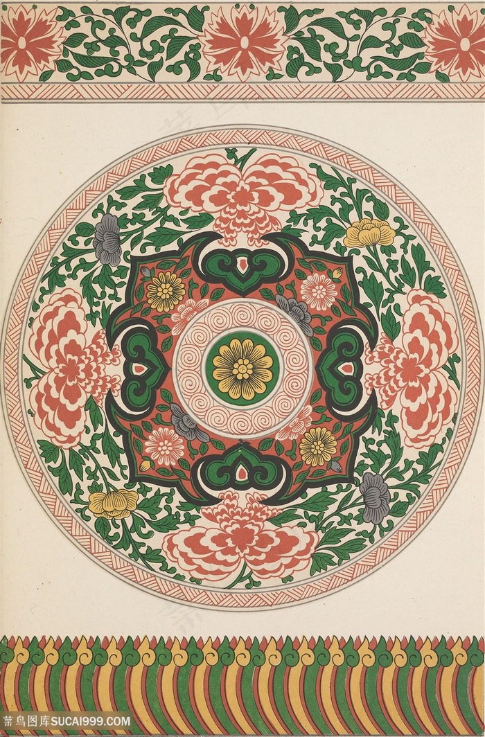 圆形鲜花植物中式传统纹样集锦中国风图片