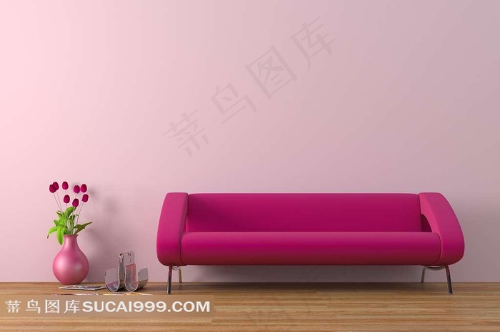 粉色沙发摄影图
