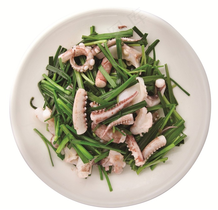 鱿鱼炒韭菜美食图片