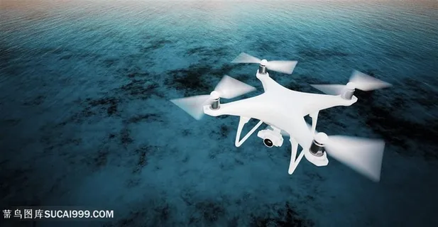 模糊城市上空的无人机高清图片