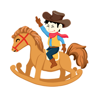 木马玩具剪贴画儿童节幼儿园插画