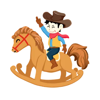 木马玩具剪贴画儿童节幼儿园插画