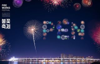 烟花海边夜景海报