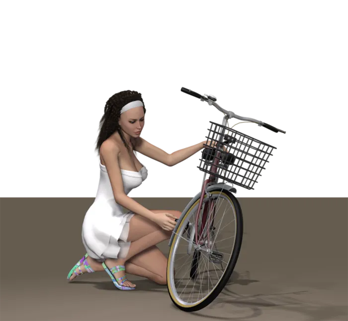 长发修理自行车